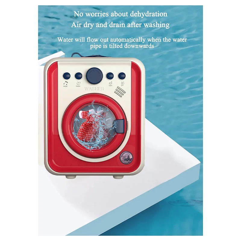 ODIES-Lavatrice per bambini Mini Simulazione Mobili Lavaggio girevole Può aggiungere musica sull'acqua con luci Regalo di compleanno