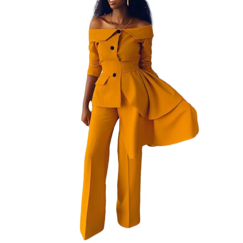 Sexy 2023 Ladies Elegant Off-shoulder Jacket Loose Check Irregular Shawl Lapel Plaid Jacket Cool Slim Female Autumn Coat