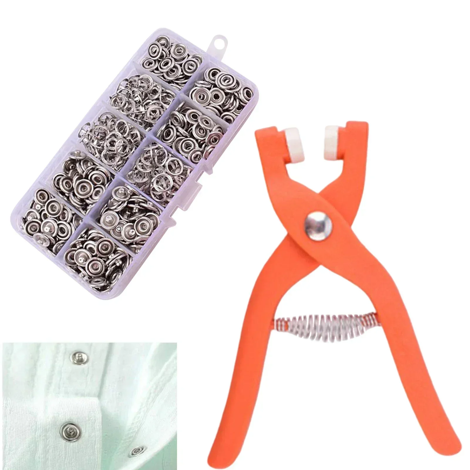 Hand Pressure Tool Button Snap Fastener Fixed Press Stud Kit Jeans Crafting with Plier Clothing Bags Invisible Sewing Free