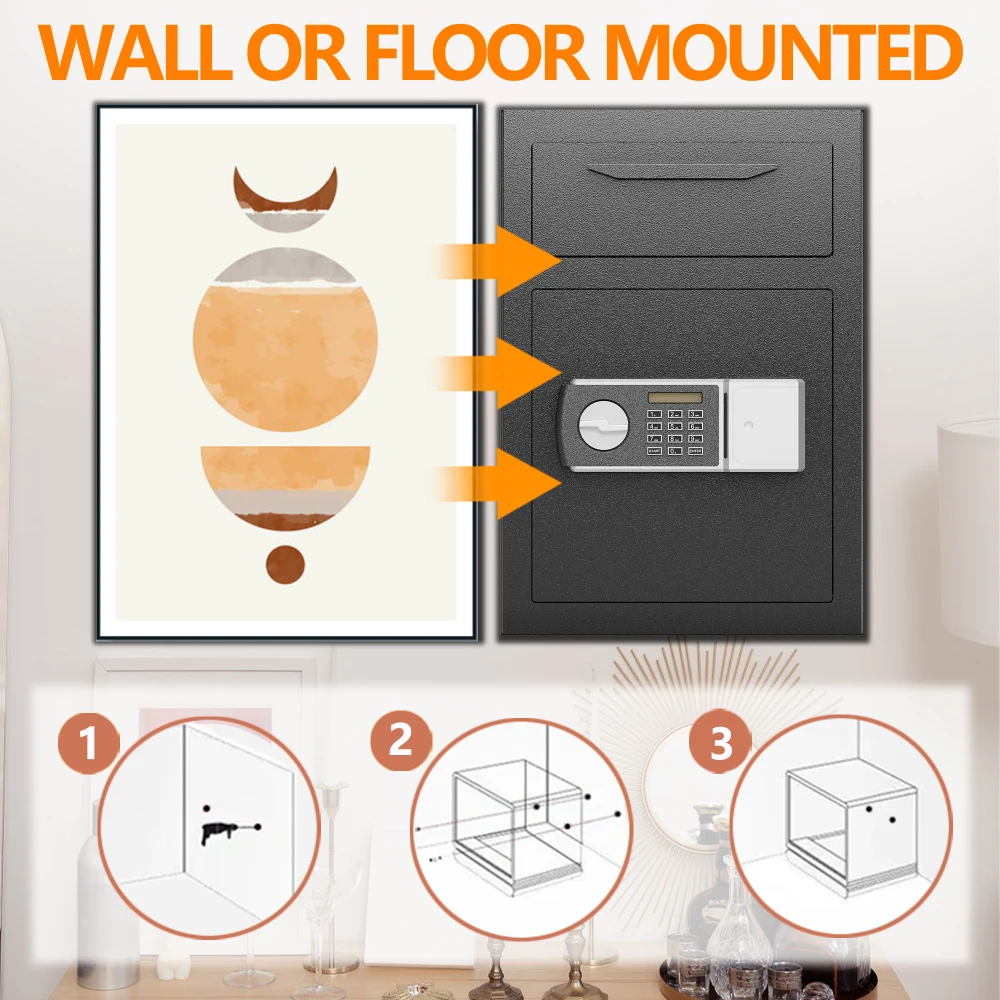 Цифровой депозитарный сейф из углеродистой стали, электронный кодовый замок, депозитный сейф для дома, отеля, ресторана и офиса
