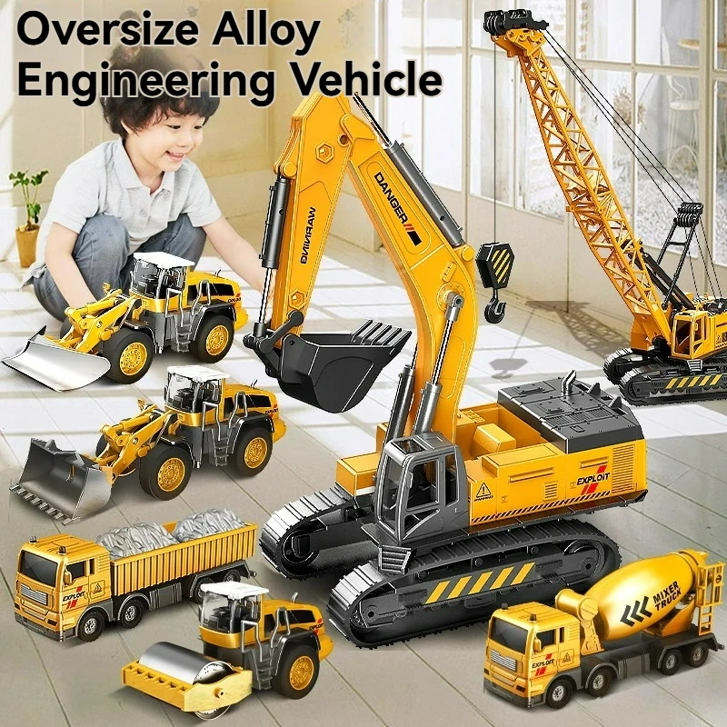 Alloy Engineering Diecast Truck Toy Car Classic Construction Model Vehicle Loader Tractor Excavator Toys for Boys Birthday Gifts