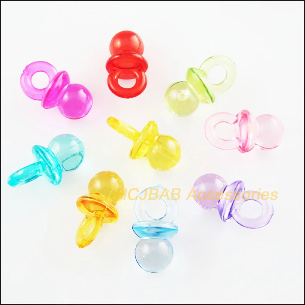 50Pcs Mixed Plastic Acrylic Lovely Baby Nipple Charms Pendants 10x19mm