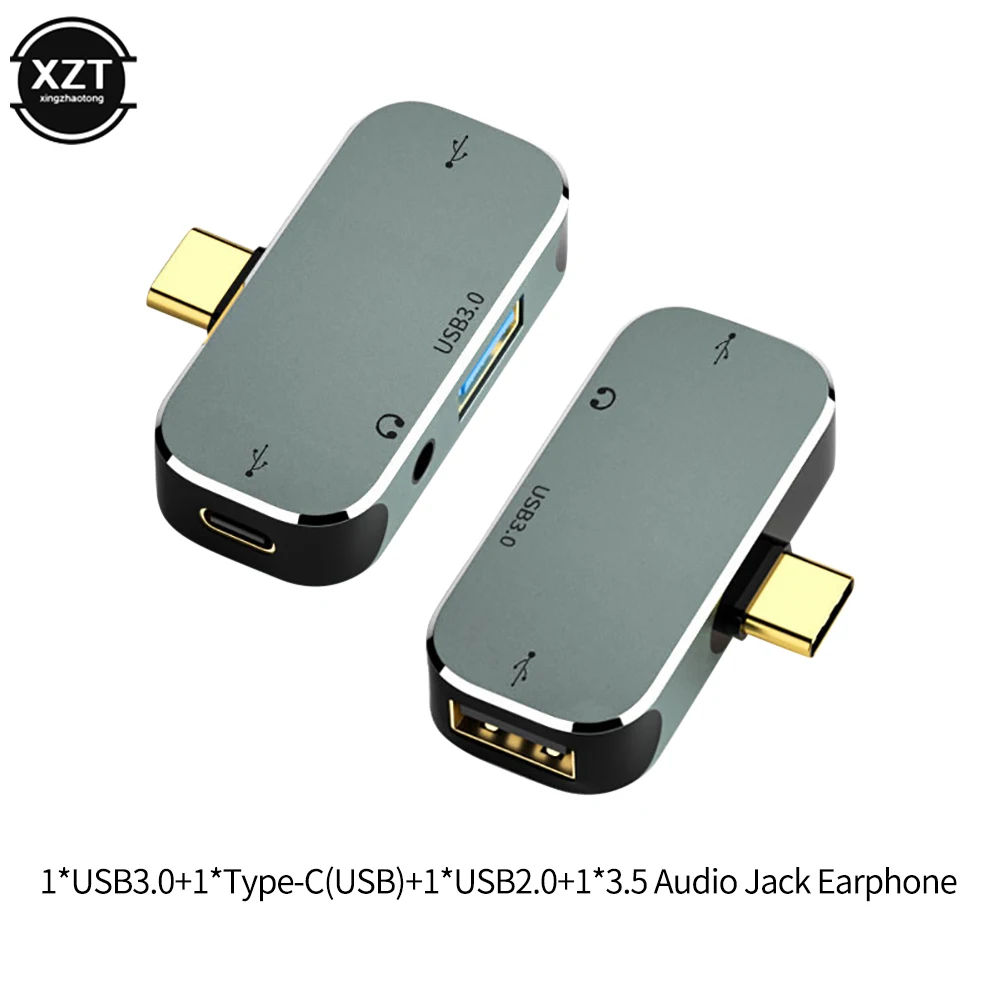 Przedłużacz USB typu C Dock 4 w 1 Hub z gniazdem 3,5 mm Adapter słuchawkowy USB 3.1 3.0 2.0 Konwerter kabli do Macbooka HUAWEI Xiaomi
