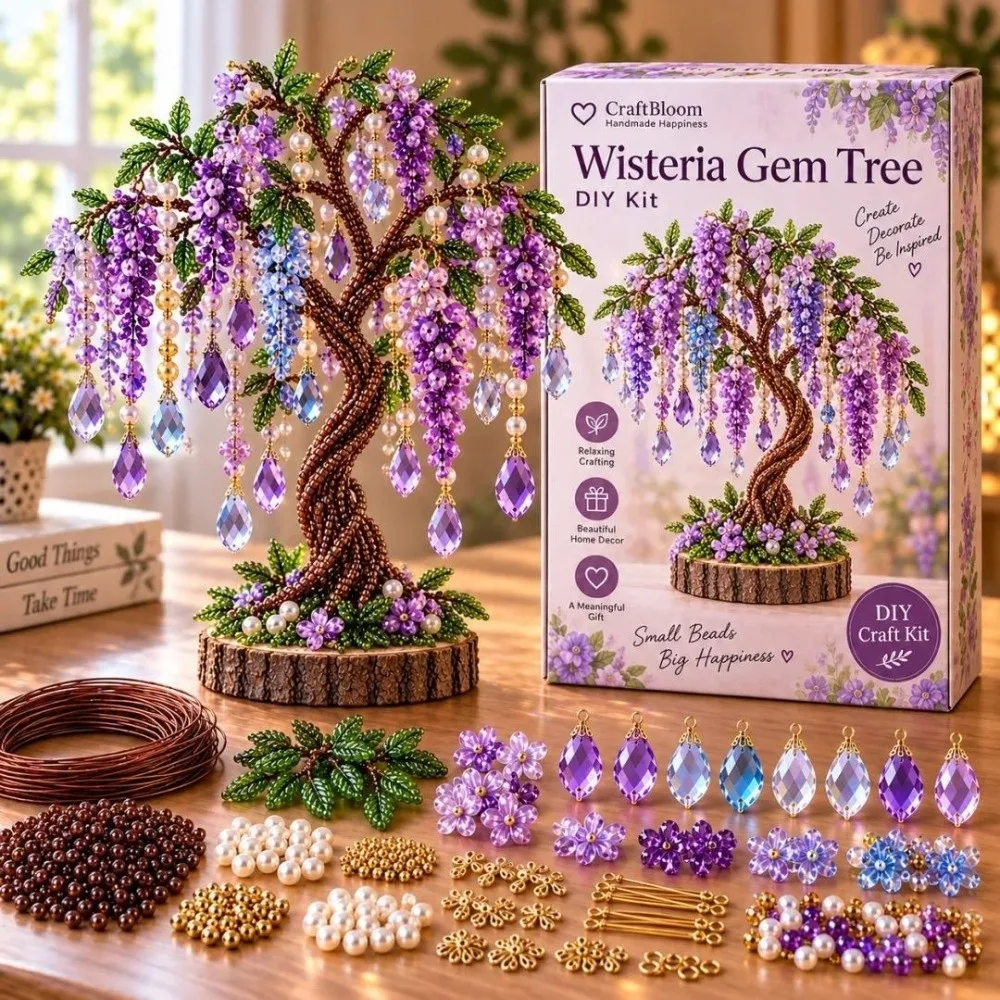 Handmade Bead Weaving Christmas Tree Ornament Kit Crystal Bead Material Multi-Color Beads Beading Craft Set
