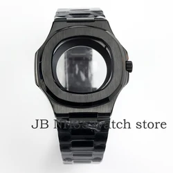 40mm Square NH35 Watch Case Black PVD Fit for NH35 NH36 7S 4R Movement Sapphire Crystal Glass 30.5mm Dial Nautilus Cases  Strap