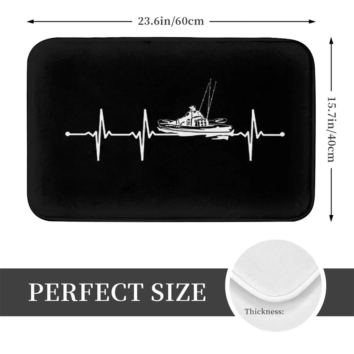 Kayak Fishing Heartbeat Non-slip Doormat Floor Mat Absorbent Mat Carpet Rug for Kitchen Entrance Home Bedroom Footpad Mats