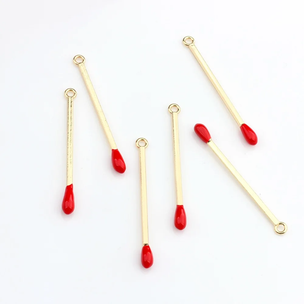 10Pcs Cute Alloy Match Shape Pendant For DIY Bracelet Necklaces Jewelry Earring Making Accessories Handmade Craft Fashion