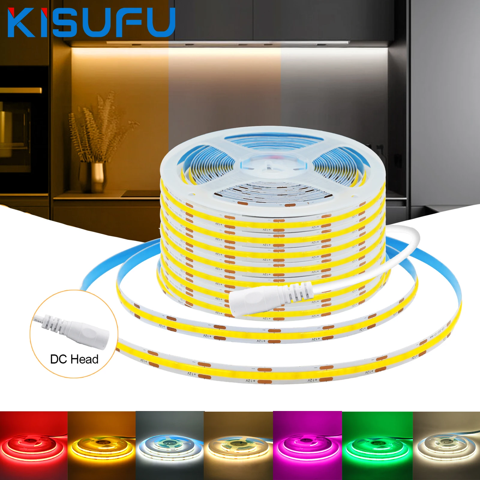 2M 5M 10M COB LED Strip Lights 12V 24V Ice Blue Red Green White Pink RA90 Flexible Diode Tape Light Dimmable Linear Lighting