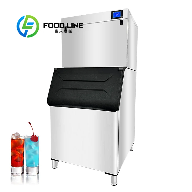 Commercial Cube Ice Maker 500Kg Per Day High‑Efficiency Compressor, Big Insulated Ice Bin For Large Catering Site Mass Ice