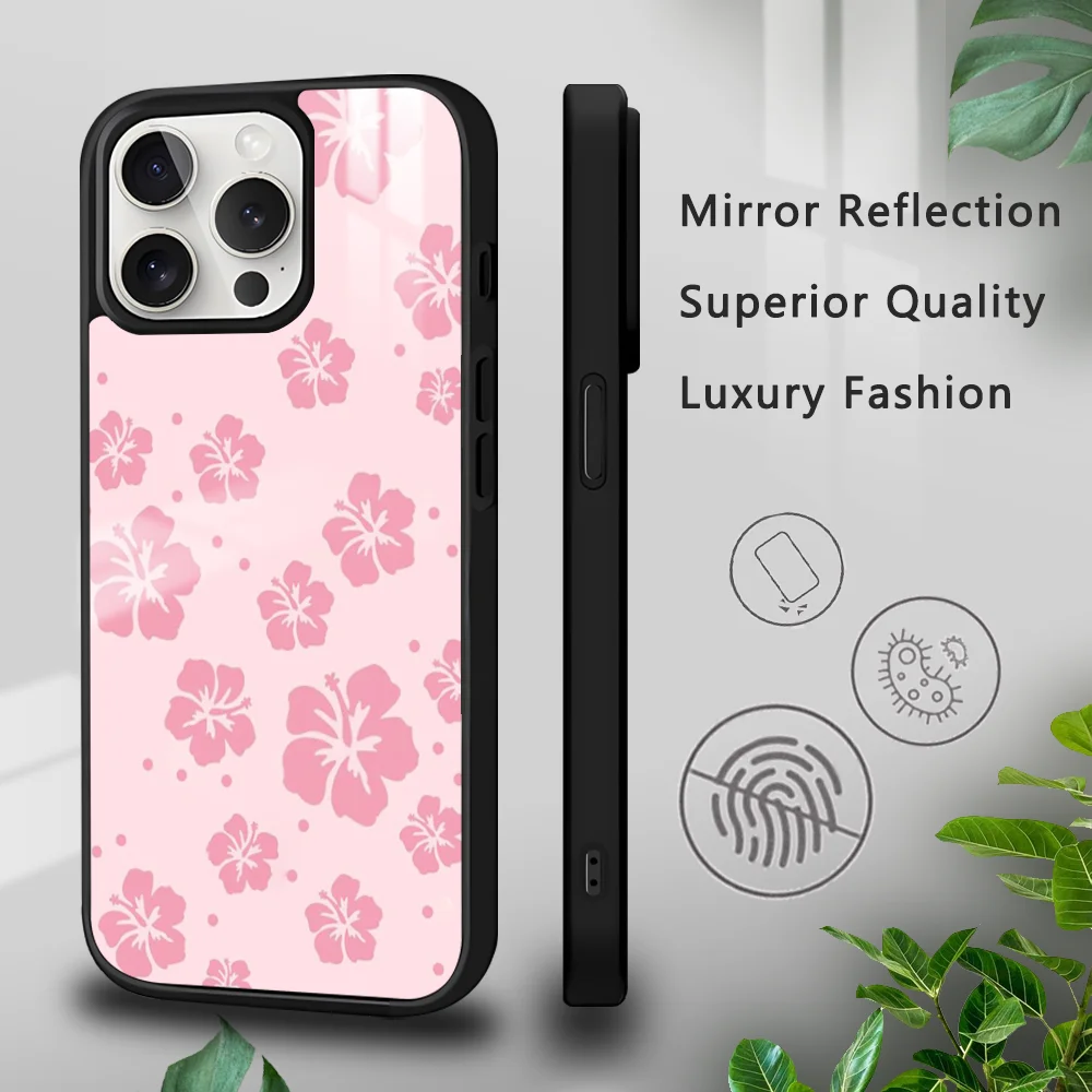 Hibiscus Pretty Pink Flower Phone Case For iPhone 16 15 14 13 12 11 Pro Xs Max Mini Plus Celulares Hard Funda