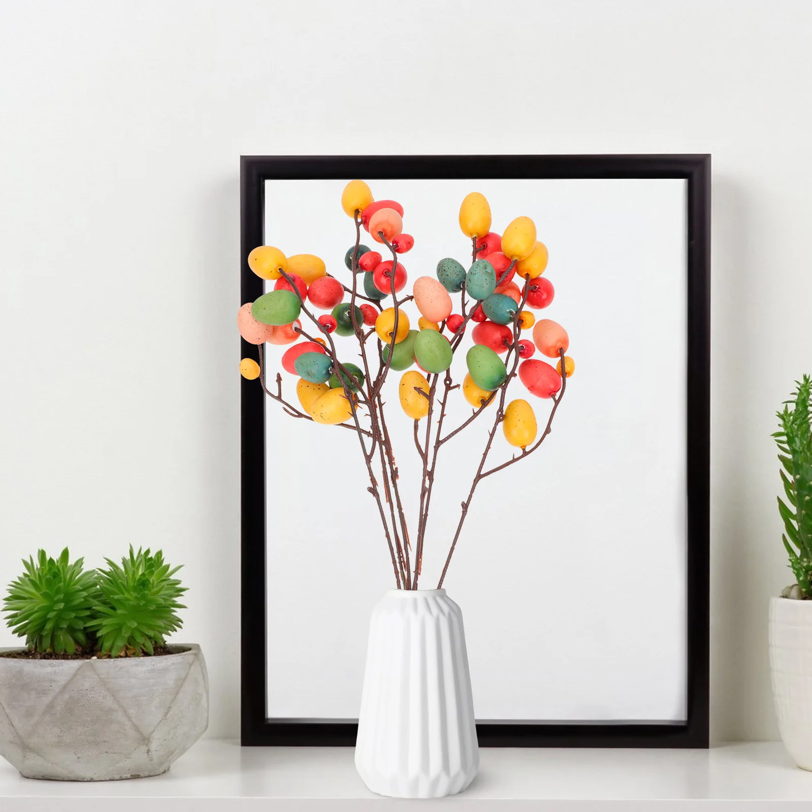 

6 Pcs Plastic Artificial Branch Colorful Easter Decor Festive Party Supplies Home Vase nament Creative Decoration Adornment