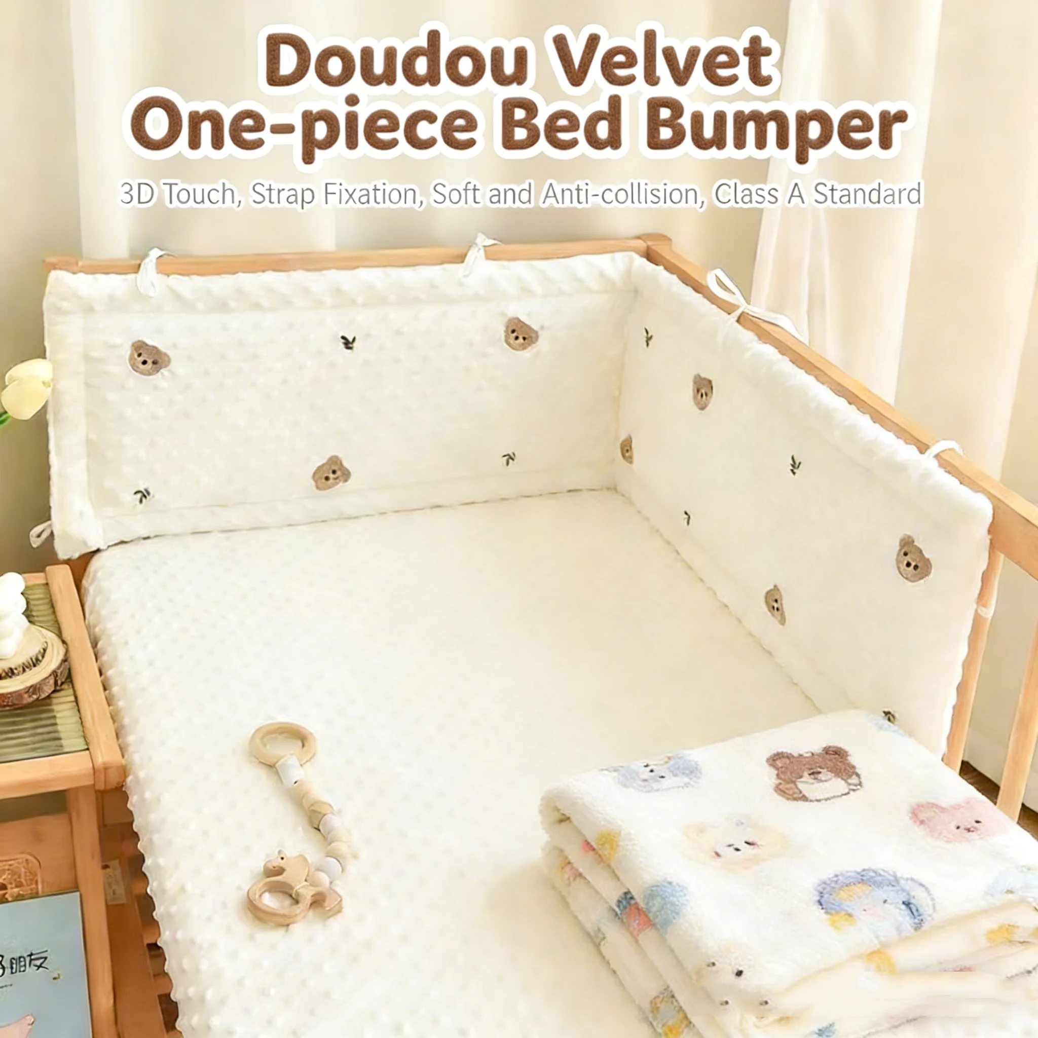 ベビーベッドバンパー-ベビーベッド用-厚くて柔らかいベビーベッド保護具-取り外し可能なクレードルプロテクター-子供部屋の装飾-カスタムサイズ対応