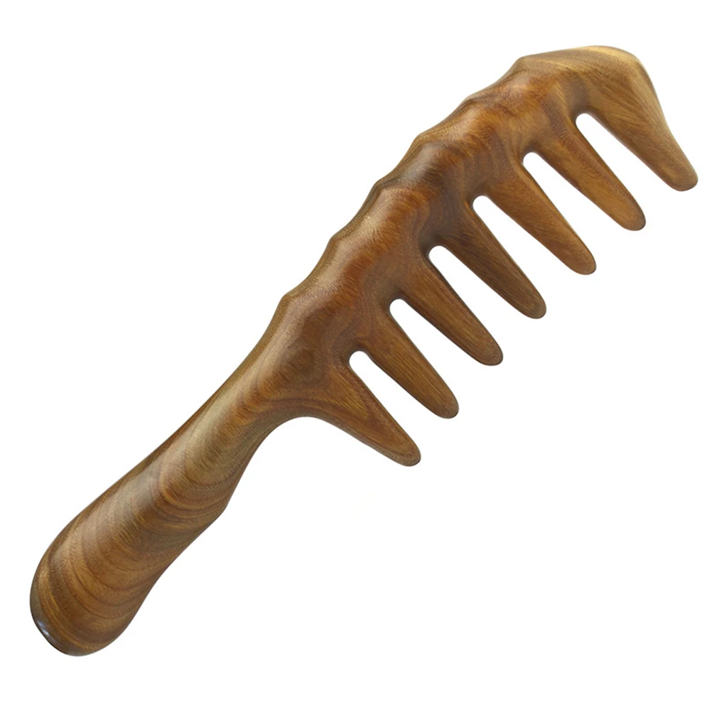 

Green Sandalwood Comb Detangle Anti Static Wooden Combs Smooth Teeth Protect Hair Scalp Travel Outdoor Practical