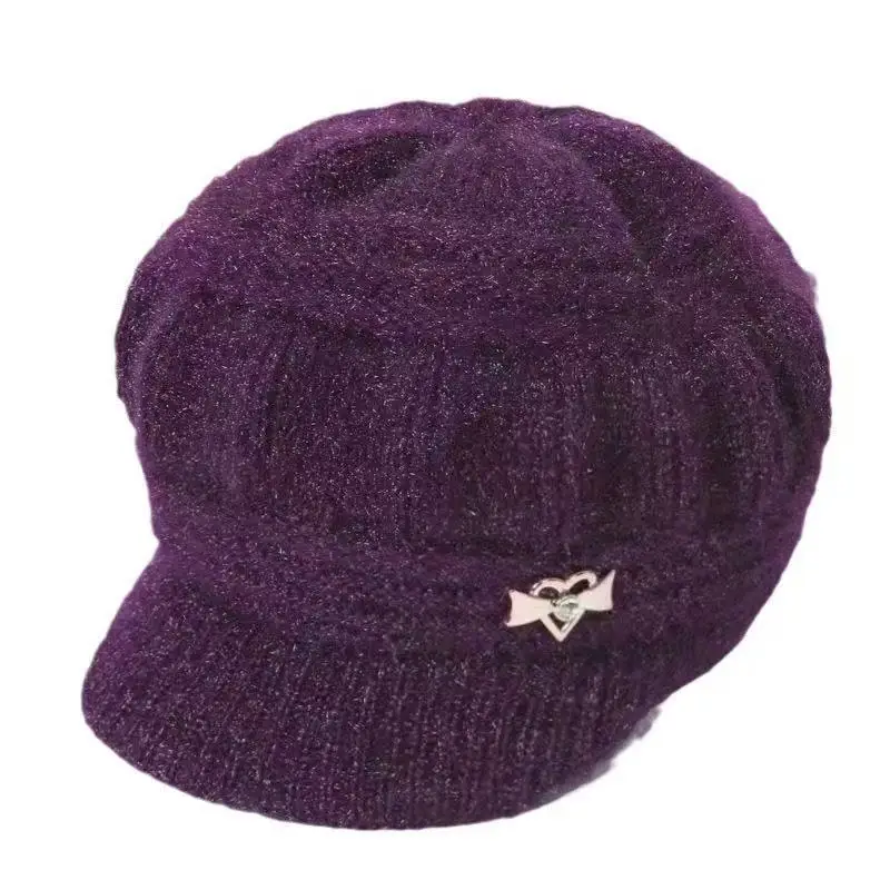 Autumn Winter Knitted Grandma Hat, Middle Aged Elderly Fleece Lined Warm Beanie