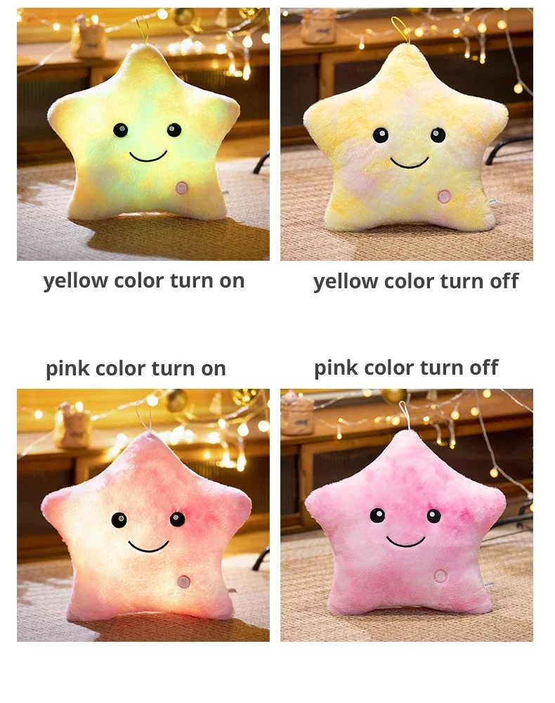 LED Licht Stern Plüsch Spielzeug Weiche Angefüllte Stern Kissen Puppe Glowing Plüsch Baby Kind Spielzeug Geburtstag Geschenk Home Deco – Detail 7