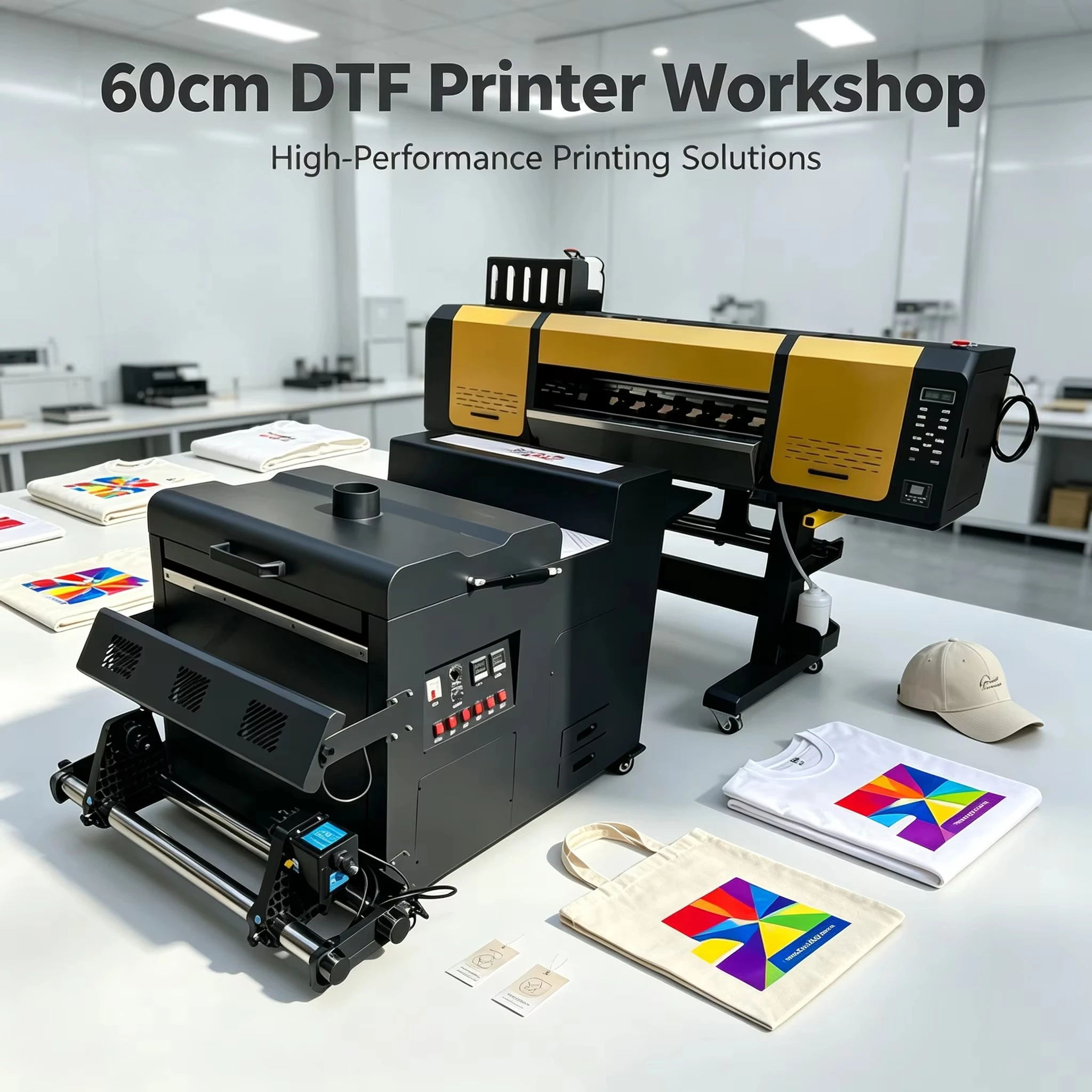 Dtf Printer 60cm A1 24 Inch  DTF Printer Xp600 I3200 2 Head 4 Heads Machine with Automatic Shaker Dryer for Textile Print