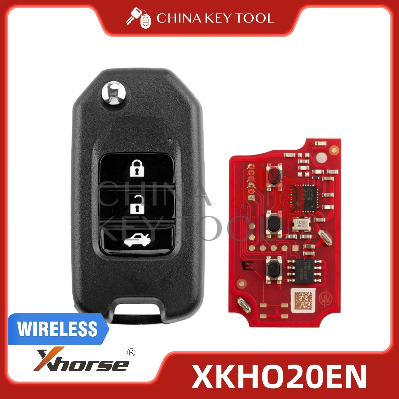 Xhorse XNHO20EN 2nd Gen Wireless Key for Honda 3 Buttons Flip Remote C081-13 VVDI Key with XM5118 Chip English Version
