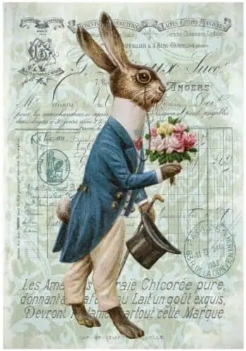 French Country Easter Decorations, Easter Rabbit Home Wall Decor 8x12 Inch sign