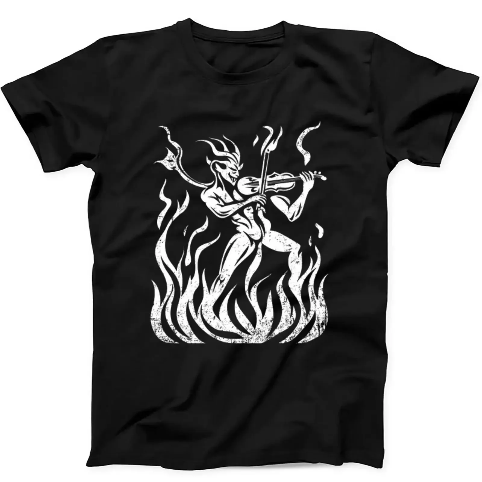 Devil Fiddle Playing Violin Sarcastic Saying Country Music Funny T Shirt Black 432 vintage Washed Versatile Breathable
