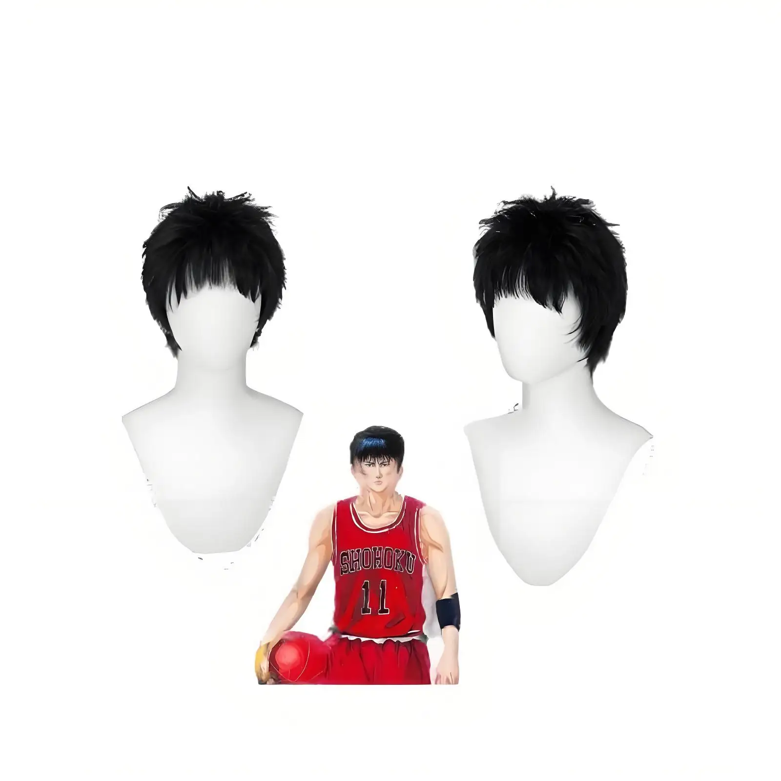 

Slam Dunk Rukawa Kaede Cosplay Wig – Black Fluffy Short Synthetic Hair Anime Costume Wig