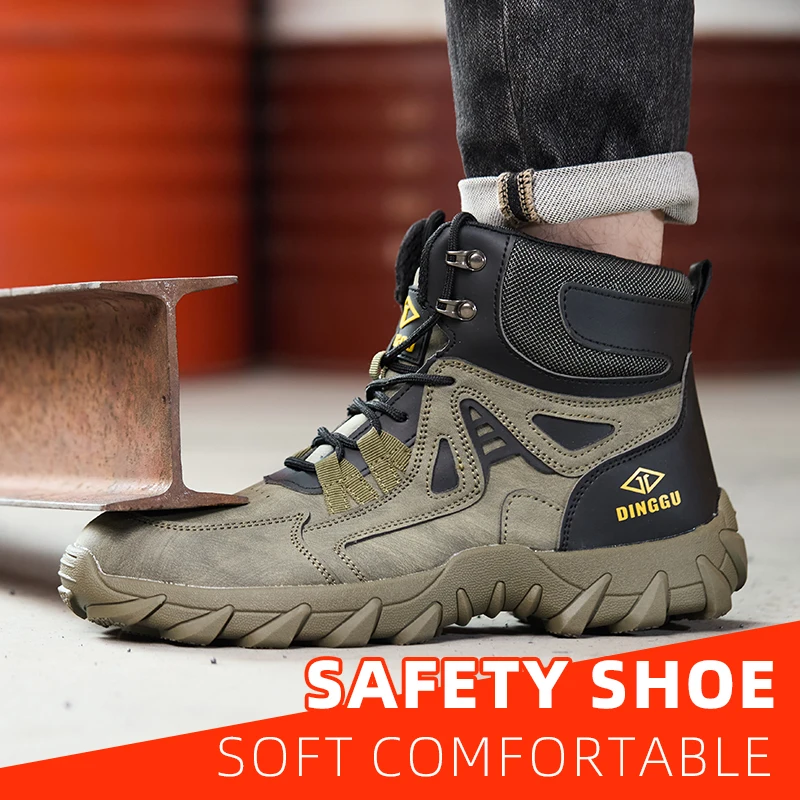 Puncture Proof Anti-skid Steel Toe High Top Work Shoes Anti-Smashing Steel Toe Safety Shoes Puncture Proof Work Shoes