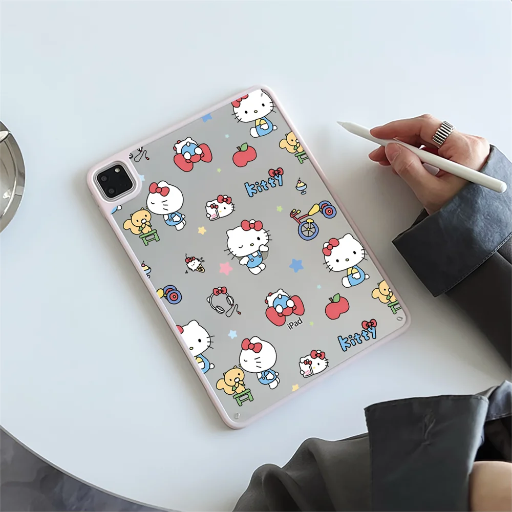 

Акриловый чехол Hello Kitty для iPad Air 11 дюймов 2025 Pro 11 M4 11th 10/9/8/7/6/5 Gen Air 4/5/6th 10.9 3rd 10.5 Mini 7 6 Жесткий чехол