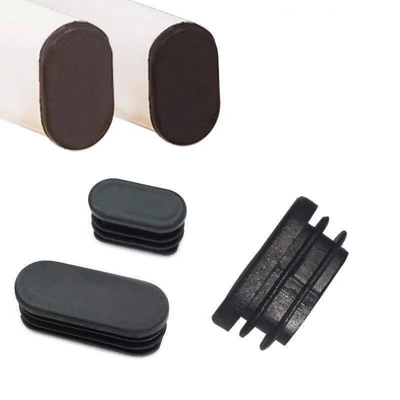 Tubos oblongos ovais plásticos End Cap Bungs Blanking Plugs Tubo Tubo Inserções Mesa Pés Cadeira Capa Poeira Branco/Preto