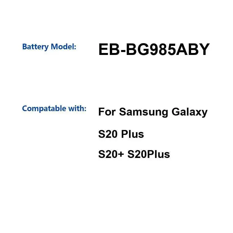

EB-BG985ABY Надежная замена для Samsung Galaxy S20 Plus S20 + S20plus 4500 мАч аккумулятор мобильного телефона