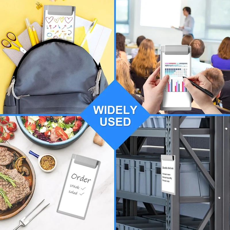 Mini portapapeles de bolsillo tamaño A7, 4 piezas, 9,4X4,6 pulgadas, portapapeles de plástico de perfil bajo para la escuela y la Oficina