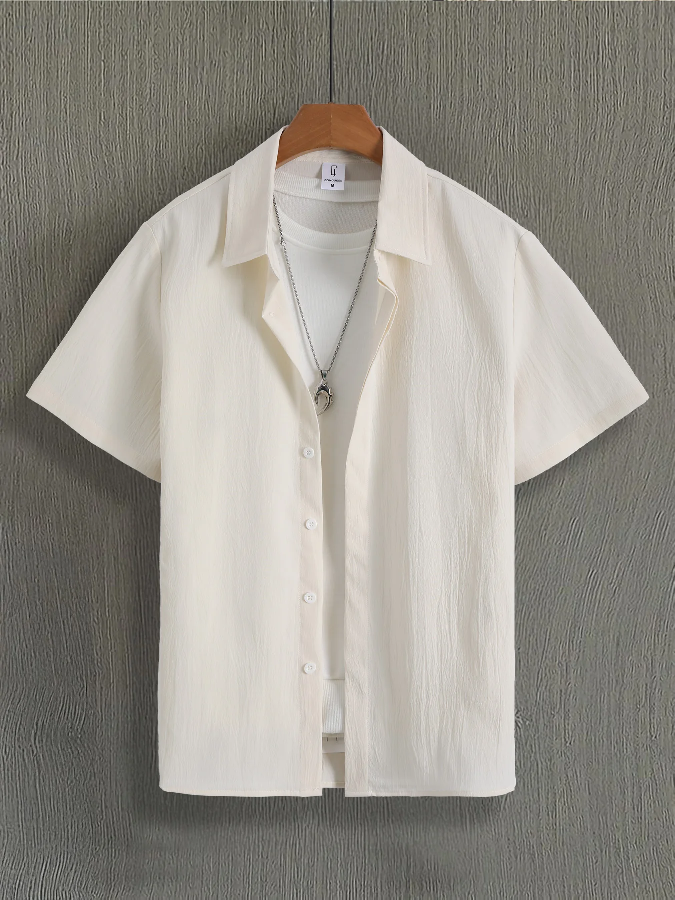 

Men's Textured Jacquard Short Sleeve Shirt | Summer Smart Casual Loose Top