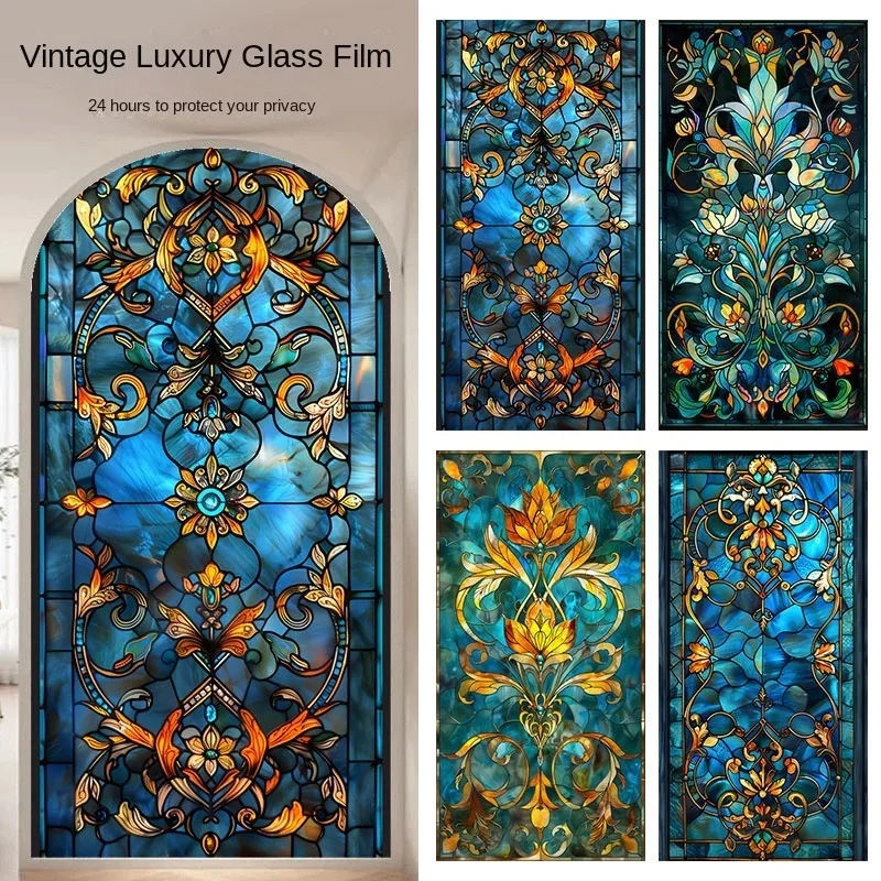 

Retro Colored Frosted Glass Window Film - Waterproof, Anti-Peeping Static Electricity Stained Glass Sticker