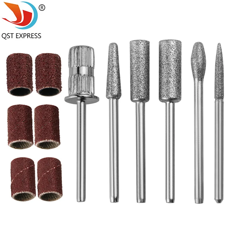 12-Piece Nail Sanding Wheel Polishing Heads Set Electroplated White Corundum Rods for Professional Nail Polishing