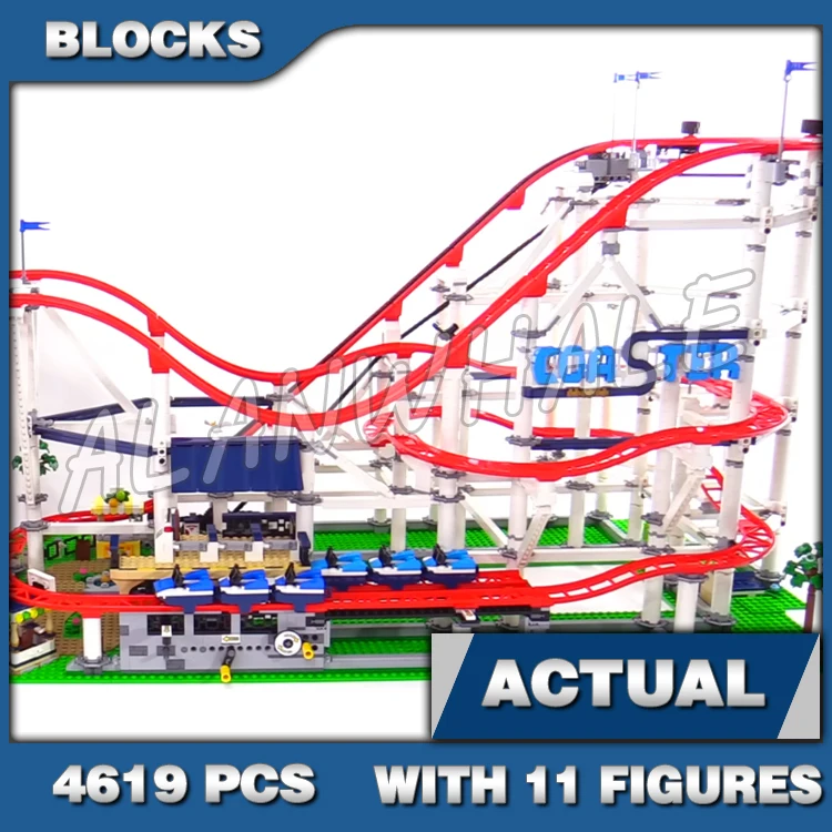 

4619pcs Creative Expert Fairground Roller Coaster Trains Cotton Candy Cart Booth 15039 Building Blocks toy Compatible With Model