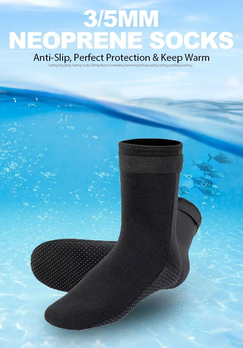 3 mm Neoprensocken, Neoprenanzug-Schuhe, rutschfeste Surf-Schwimmflossen-Socken, warme Strandstiefel zum Schnorcheln, Tauchen, Wassersport – Detail 1