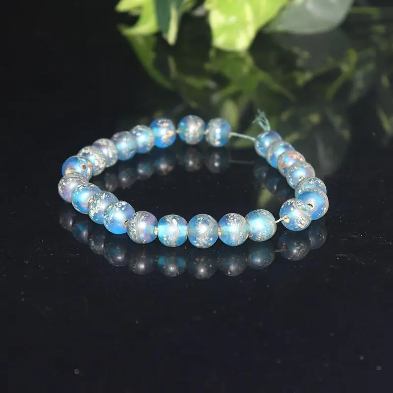 

Glaze Blue Tail Bracelet String Vintage Glass Round Beads