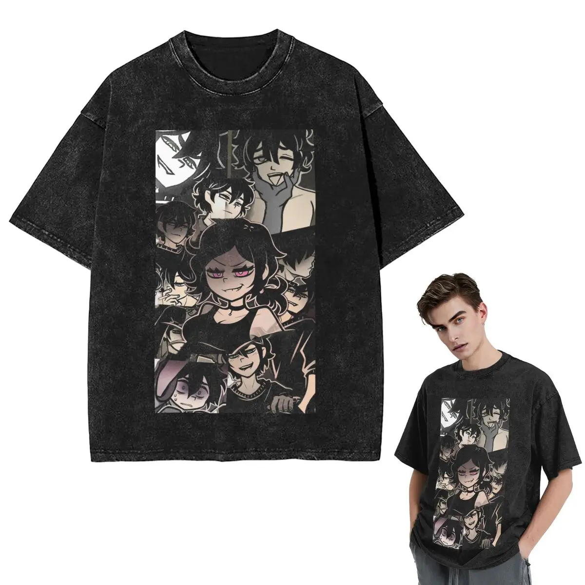 

Streetwear T-Shirts Ashley And Andrew Washed T Shirt Short Sleeve Hip Hop T-Shirt Tops Tees for Men Women