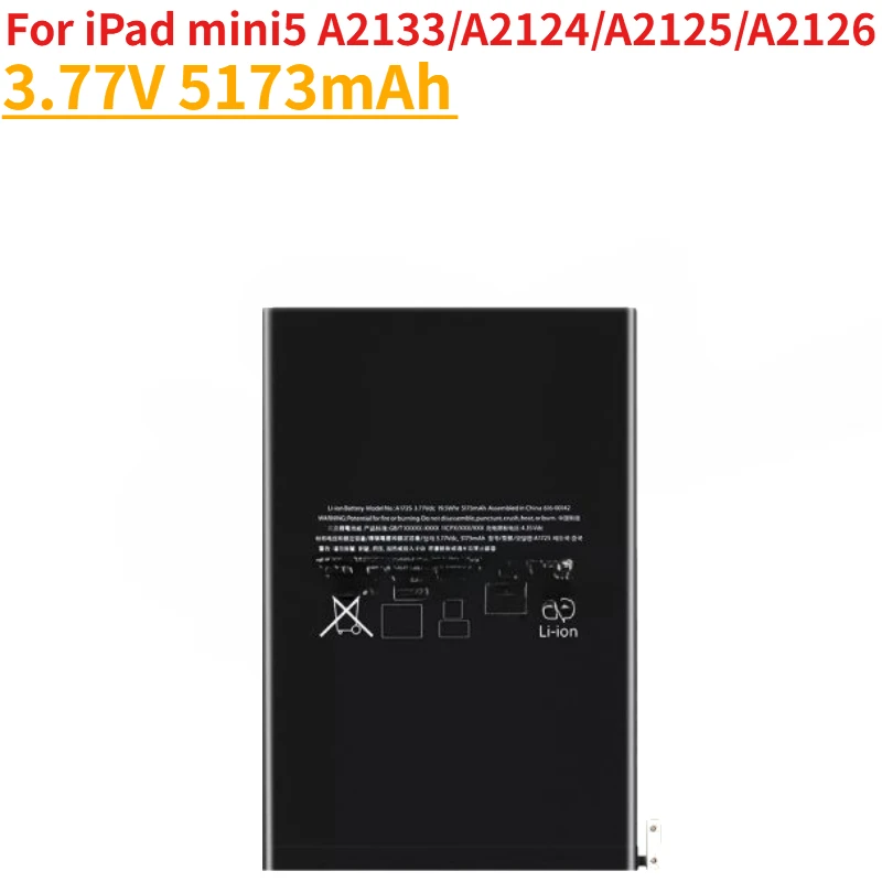 New Tablet Battery 3.82V 5124mAh 3.77V 5173mAh for IPad Mini 4 A1538/A1550 Mini5 A2133/A2124/A2125/A2126 Replacement Battery