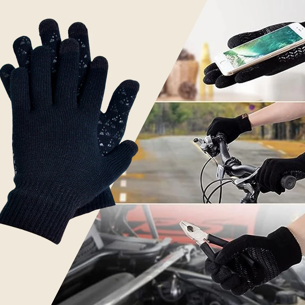 

Winter Thicken Touch Screen Knitted Gloves Windproof Thermal Warm Gloves For Women Men