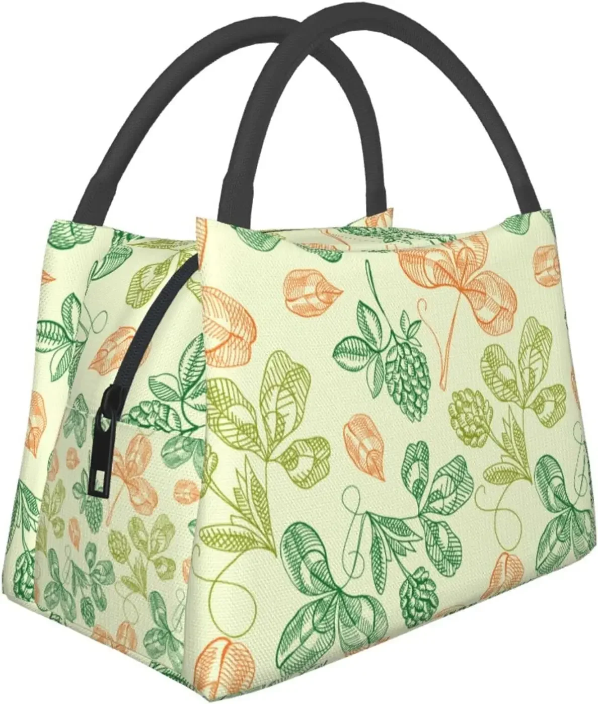 

St Patrick'S Day Shamrock Four Leaf Insulated Lunch Bag Reusable Large Lunch Box Food Cooler Storage Tote for Work Travel Picnic