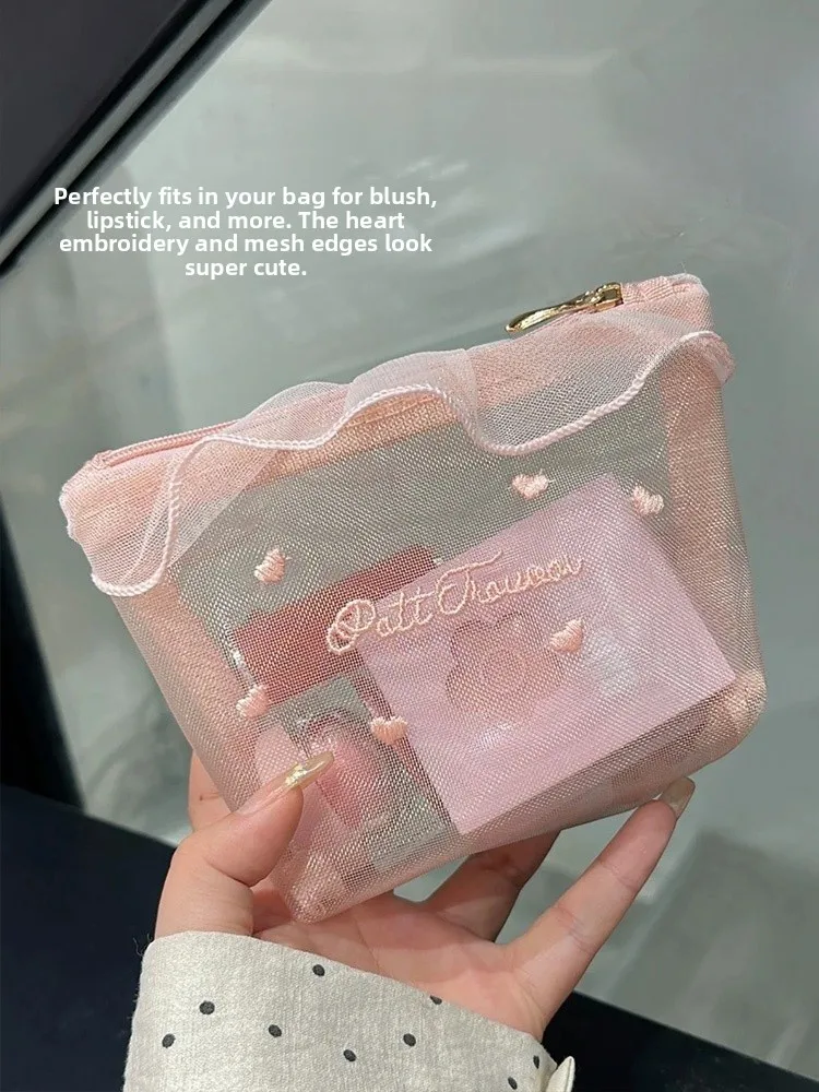 

Портативная косметичка Love Heart Me, маленькая сумка для хранения губной помады и документов, прямоугольный материал из полиэстера