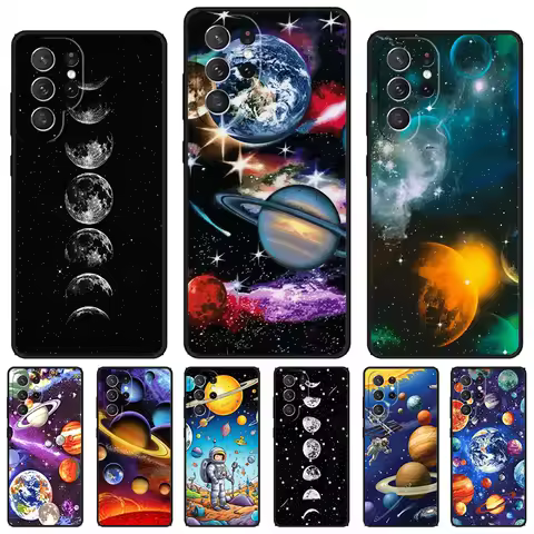 Moon Stars Space phone case For Samsung Galaxy S24 S23 S22 Ultra Note 10 20 Plus S8 S9 S10 S20 S21 FE Cover