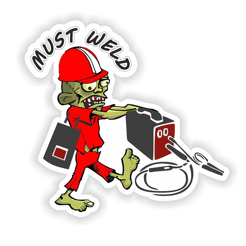 

CK21171# 14x13.5cm Must Weld Funny Sticker Zombie for Laptop Book Fridge Guitar Motorcycle Hard Hat Helmet ToolBox Door PC Boat