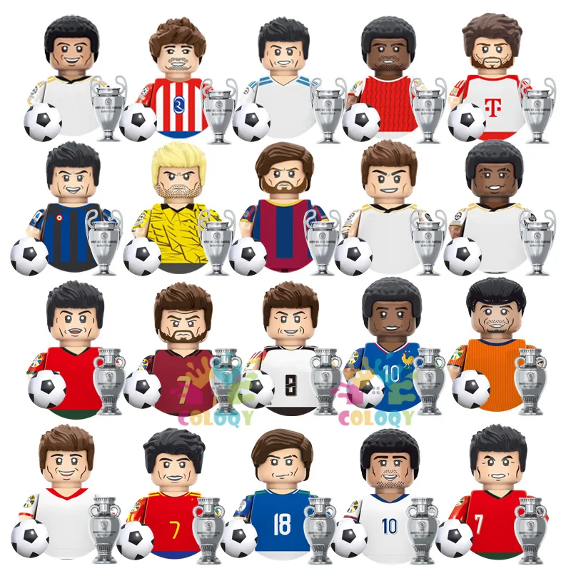 Kids Toys 8pcs/set World Famous Football Stars Building Blocks Sport Player Mini Action Figures Toys For Boys Christmas Gifts