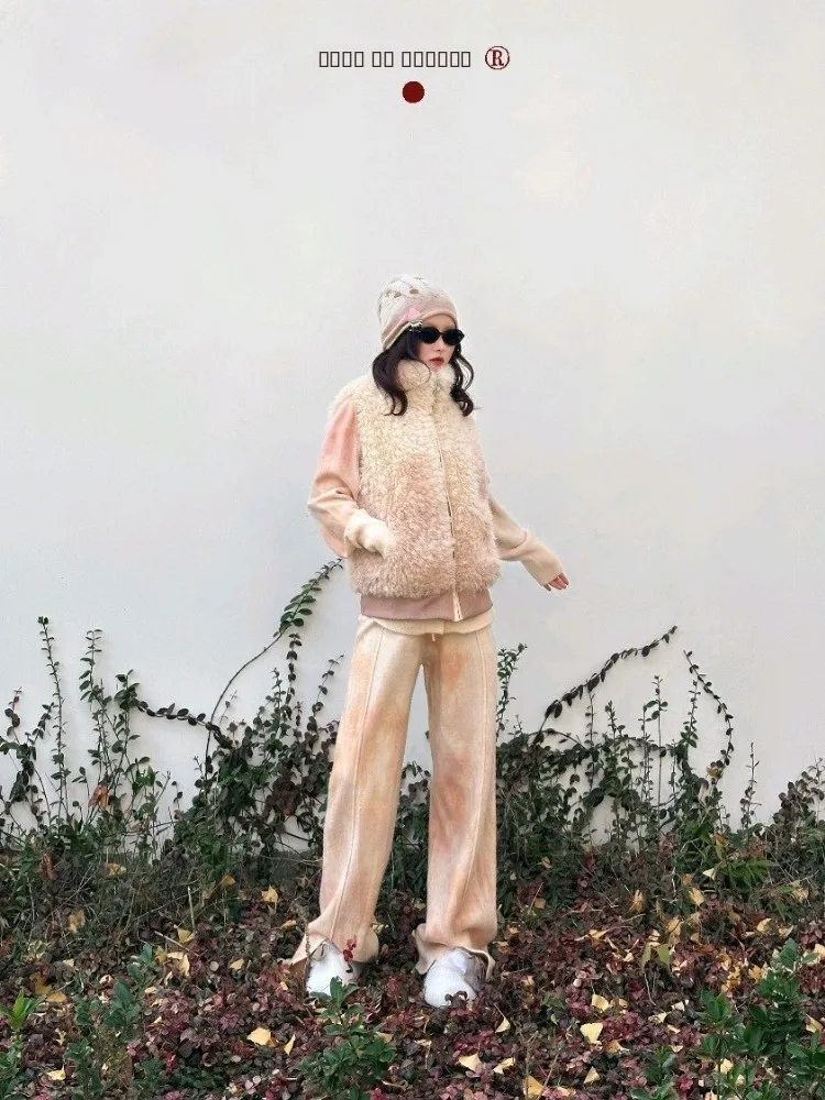 

Original Sweet Sle Korean System Fce Jaet Open Cardigan Plant Dyeing Mid-Length Loose Fit Cotton Blend