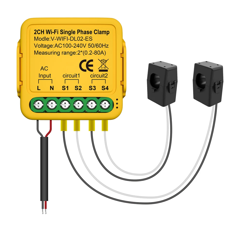 Tuya WiFi 80A Energy Meter On-off Controller  Current Transformer Clamp KWh Power Monitor Electricity Statistics Monitoring