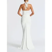 ABYOVRT Women Deep V Neck Ruched Maxi Dress Sleeveless Halter Gown Cocktail Evening Formal Dresses - Image 2