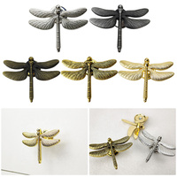 1pcs Dragonfly Shape Zinc Alloy Furniture Handle Door Cabinets Knobs Furniture Drawer Pull Hardware Pulls For Children Room