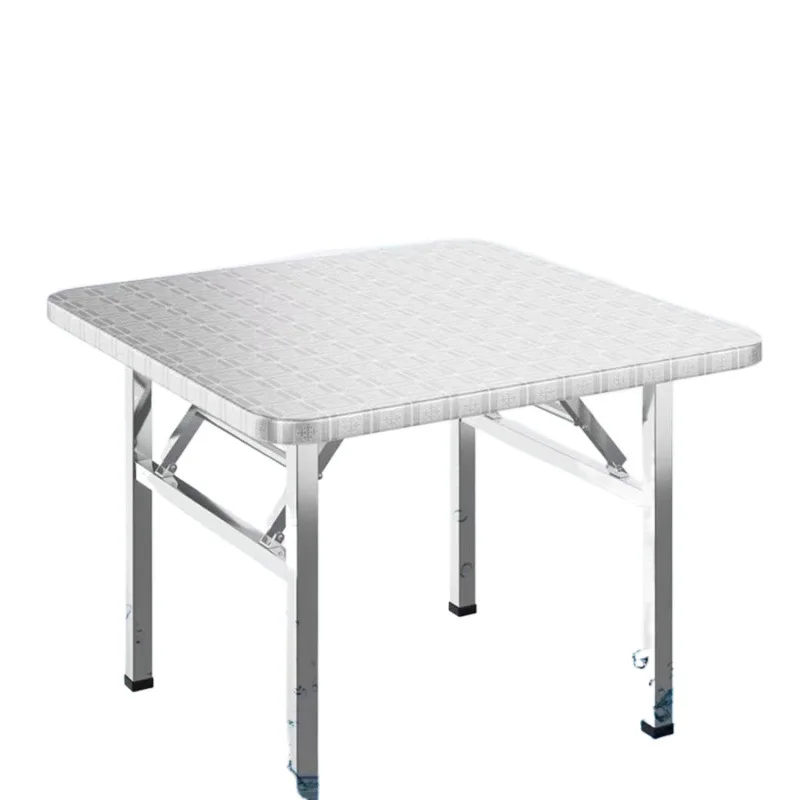 

Extra thick rounded corner stainless steel square folding thickened dining table