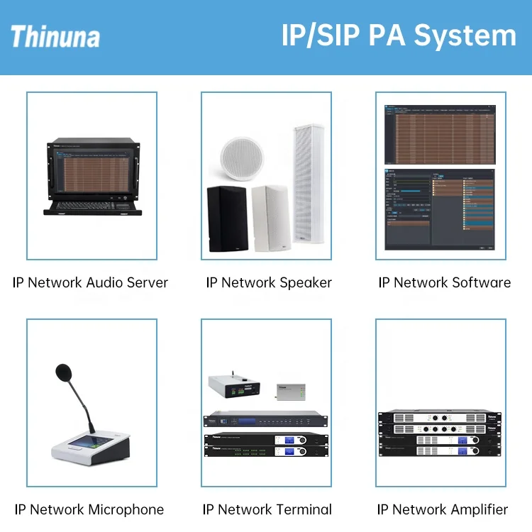 Thinuna IP-9624AD III School IP Network Broadcasting system Hospital IP Audio System 8 Input 4 Output SIP Network Audio Mixer