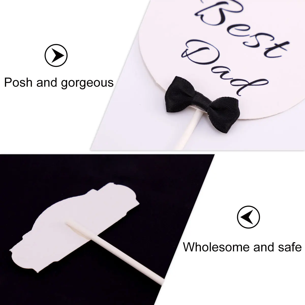 

40Pcs Father's Day Cake Topper Black White Paper Decoration Romantic Word Picks for Birthday Party Cupcakes Festival Supplies